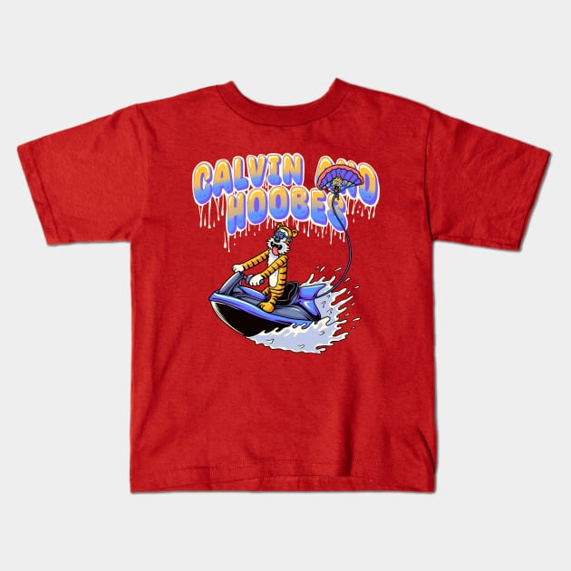 funny calvin and hobbes boarded the airboat Kids T-Shirt by inhistime5783